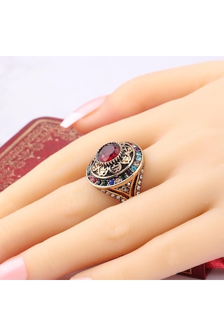 Kırmızı Kraliyet Tarzı Renkli Kristal Türk Geniş Yüzük Türkiye Çiçek Yuvarlak Reçine Parti Takı Vintage Kadın Bayan Parmak Yüzük 10 Kırmızı