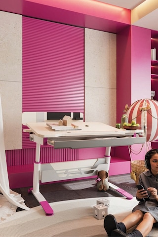 Sirius Standart Yükseklik Ve Eğim Ayarlı Çekmeceli Bilgisayar, Ofis Ve Çalışma Masası Ekru Fuşya Gri