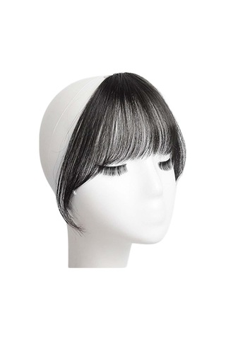 Sahte Patlama Tapınaklarla Saç Uzatma - Doğal Günlük Görünüm İçin Wispy Fringe Clip -on Natural Black