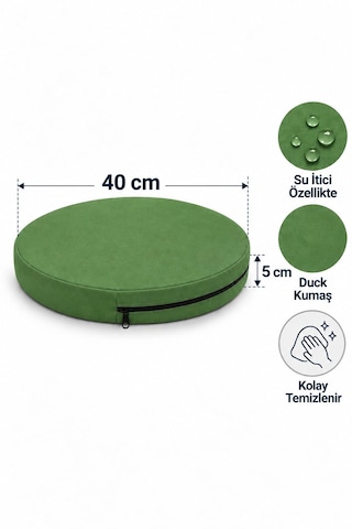 Kreş Minderi Anaokulu Aktivite Minderi, Bahçe, Dekor, Sandalye Minderi 40x40x 5 Cm Yuvarlak Minder 1 Adet Yeşil