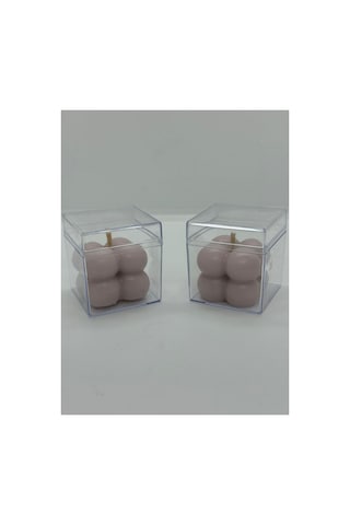 El Yapımı Bej Küp Mum 2'li Küçük Bubble %100 Soya Wax Düğün/kına/nişan/hediyelik Bej