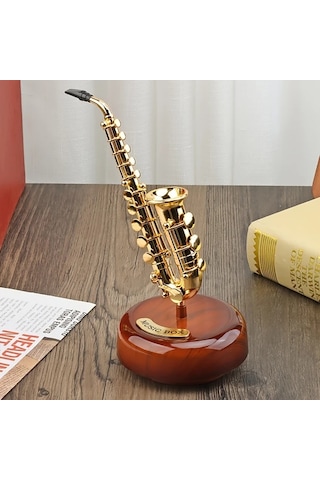 Willowhaven 2058 Round Döner Mekanizmalı Lüks Saksafon Trampet Trompet Müzik Kutusu Dekor