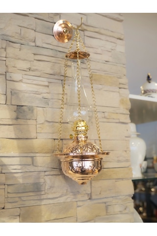 Bakır Gaz Lambası Zincirli Model Büyük Boy
