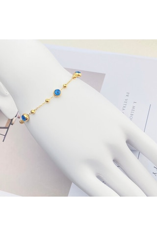 Nazar Bileklik Dorika Geçişli Yüksek Kalite 316 L Çelik Gold 16+5 Cm Gold