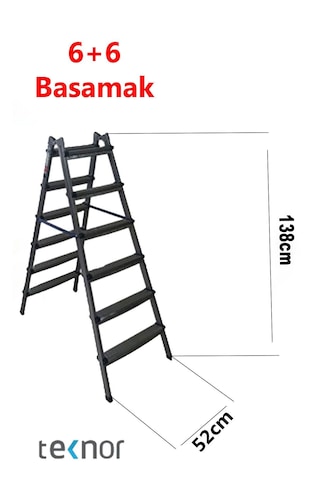 Çift Taraflı Dayanıklı 6+6 Metal Basamaklı Merdiven