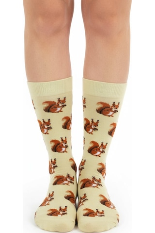 Gost Liria Squirrel Socks Desenli Unisex Soket Çorap Sarı
