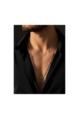 Çelik Renk Atmaz Zincir Erkek Kolye 60cm 2mm Gümüş - 909063041 Gümüş
