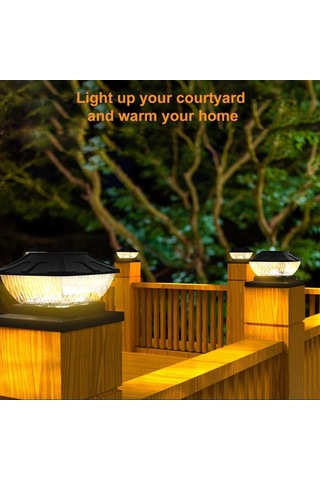 Besthome1 Güneş Enerjili 2'li Kapı Sütunu Işığı - Beyaz Isı/sıcak Işık 600mah Pil, Ip65 Su Geçirmez Beyaz