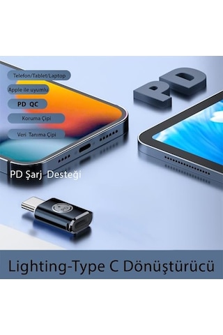 35w Type C To Lightning İphone 15 Max Pro Plus Yuva Çevirici Hızlı Şarj Aktarımı Otg Dönüştürücü Koyu Mavi Otgtm Otgtm-d