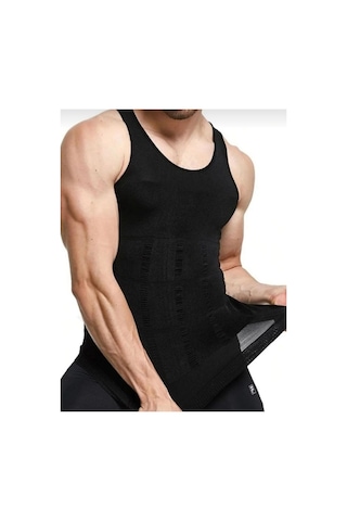 Fitform Giyim Erkek Atlet Korse Bel Göğüs Göbek Toparlayıcı Jinekomasti Dik Duruş Yardımcısı Siyah