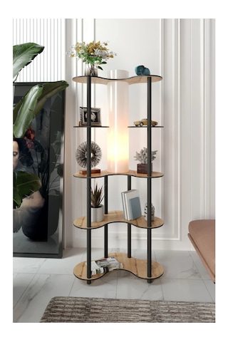 Ravilo Mariposa Dekoratif Raflı Lambader Meşe