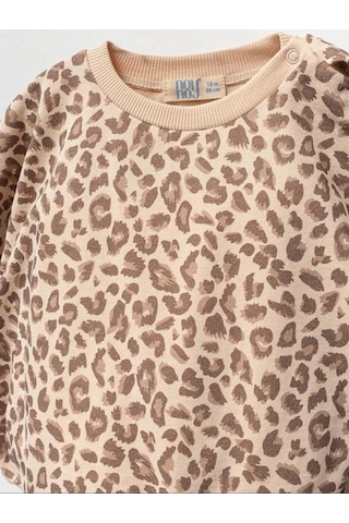 Noynoy Baby Kız Bebek Leopar Desenli 3'lü Takım Noy-9329 Kahverengi