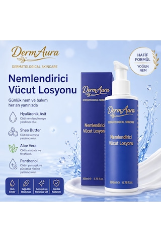 Dermaura Hyalüronik Asit & Shea Butter İçerikli Nemlendirici Vücut Losyonu 200 ML