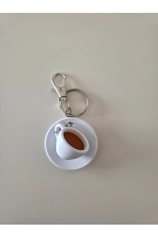 Tu Rk Kahvesi Fincanı Gu Mu S Zincir Anahtarlık, C Anta Charmı Su Su Beyaz