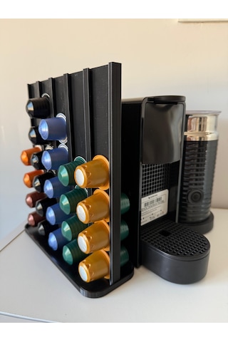 Kapsül Kahve Tutucu Dekoratif Standı 60 Kapasiteli Nespresso Siyah
