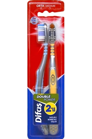 Difaş Double Power 2'li Diş Fırçası Medium Difaş Double Power 2'li Diş Fırçası Medium