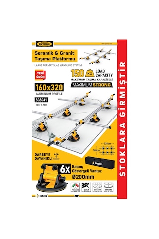 Sgs941 - Seramik Granit Fayans Taşıma Vantuzu Platformu 160 X 320 Cm