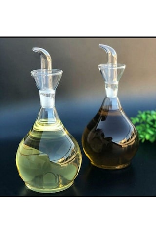 Morponi 2 Adet 1000 Ml Borosilikat Tombul Cam Yağdanlık Ve Altlık Yağlık Sirkelik Şeffaf
