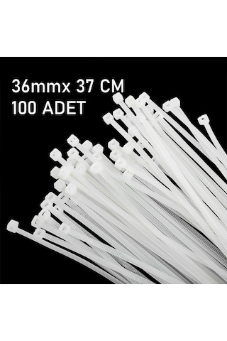 Kablo Bağı Plastik Cırt Kelepçe Beyaz 3.6x370 mm 37 cm 100 Adet