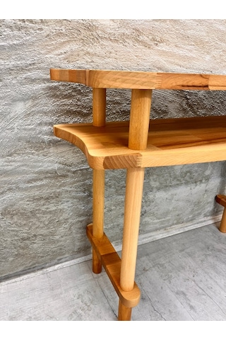 100x38x77 Cm Aynalı Masif Kayın Dresuar Modern İskandinav Antre Konsolu & Makyaj Masası Kestane Tik