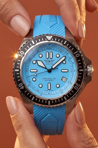 Xpro Dive 200 Erkek Kol Saati 42.8 Mm Safir Cam 20 Atm Açık Mavi Silikon Kayışlı Dalış Saati Açık Mavi - 872510750 Metalik