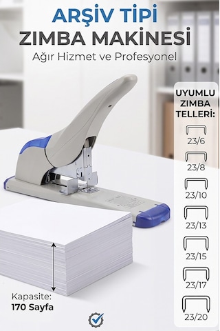 Büyük Boy Zımba Makinesi 1 Adet Temat 9170 Arşiv Tipi Zımba Makinası 170 Yaprak Kapasiteli Kollu Zımba Makinesi Büro