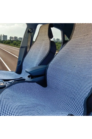 Universal Terletmez Oto Koltuk Koruyucu Kılıf - 2 Adet Ön, 1 Adet Arka Siyah-beyaz