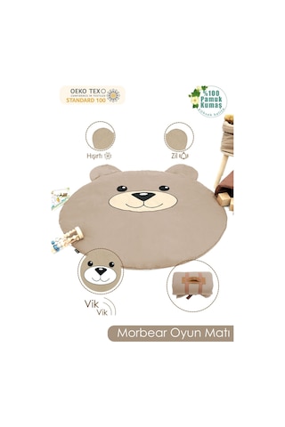 Mordesign Bebek/çocuk Oyun Halısı, Yenidoğan Emekleme Pedi, Aktivite Oyun Matı, Morbear Serisi, Kapiçino 100 X 100 Kapiçino