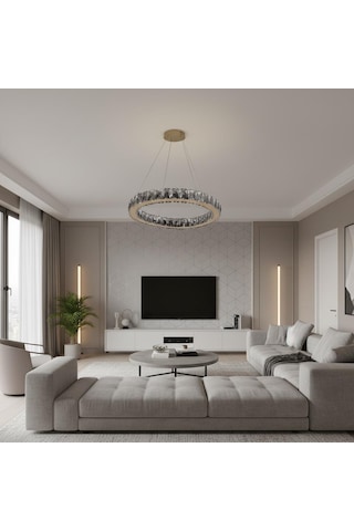Kristal Uzaktan Kumandalı 20 Cm Avize Gold