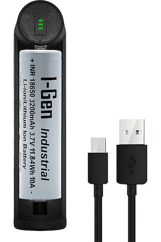 I-gen G104 18650 3.7v 3200 Mah 10a 11.84 Wh Li-ıon Şarjlı Pil+tekli Şarj Aleti