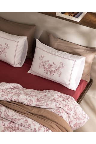 Etoile Çift Kişilik %100 Pamuk Ranforce Baskılı Lastikli Nevresim Takımı - Kırmızı 8684427283196 Çok Renkli