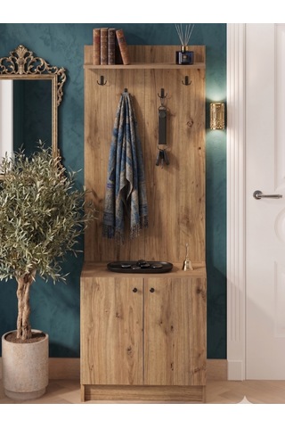 Luffy 2 Kapaklı Portmanto Elbise Askılıklı Vestiyer Atlantik Çam