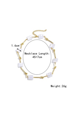 N2209-1 Büküm Sopa Kare İnci Bayanlar Mizaç Kolye Köprücük Kemiği Zinciri Çok Renkli