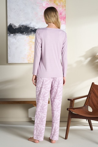 Büyük Beden Kadın Penye Uzun Kol Pijama Takımı 3116 Mor Mor