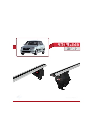 Skoda Fabia Iı 5j 2007-2014 Arası İle Uyumlu Ace-4 Ara Atkı Tavan Barı Gri
