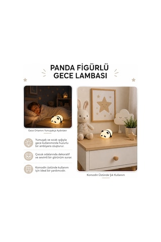 Muıtomas Panda Figürü Slikon Gece Lambası Usb-c Beyaz