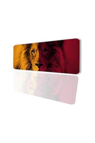 Sonictouch Sarı Kırmızı Aslan Temalı Kaymaz Gaming Oyuncu Masaüstü Dikişsiz Klavye Mouse Pad 32x70cm
