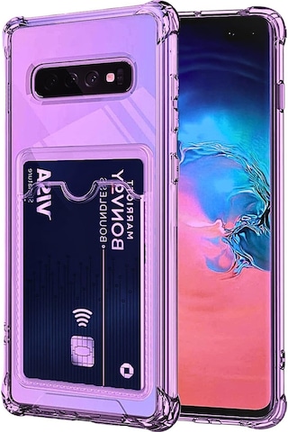 Samsung Galaxy S10 5G Uyumlu Kılıf Extra Köşe Korumalı Kartlıklı Cüzdanlı Silikon Kapak Lila