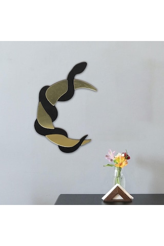 Suntek Duvar Dekor Ay Yılan Ayna Süsleme Banyo Siyah-altın