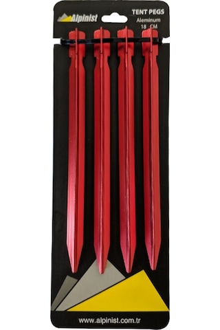 Alpinist Alüminyum 6061 Çadır Kazığı 18 CM Kırmızı 4'lü Kırmızı