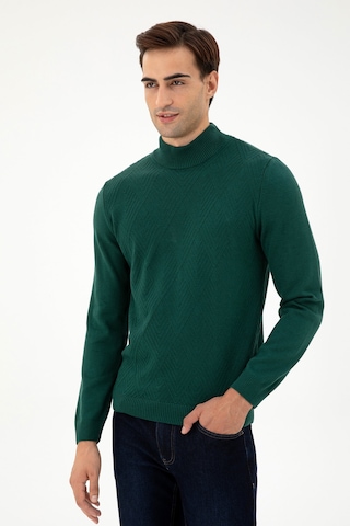 U.S. Polo Assn. Erkek Slim Fit Balıkçı Yaka Taş Kazak 50297038-VR079