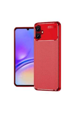 Uray Store Samsung Galaxy Uyumlu  A06 Kılıf Auto Focus Karbon Kapak - Kırmızı