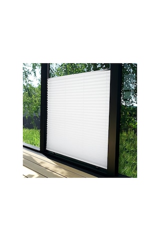 Perdema Kancalı/vidalı Blackout Plise Karartma Cam Balkon Perdesi - Ofis Perdesi - Mutfak Perdesi - Salon Beyaz V01