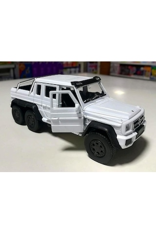 Mercedes 6x6 1/36 Ölçek Beyaz Diecast Çek Bırak Metal Model Araba