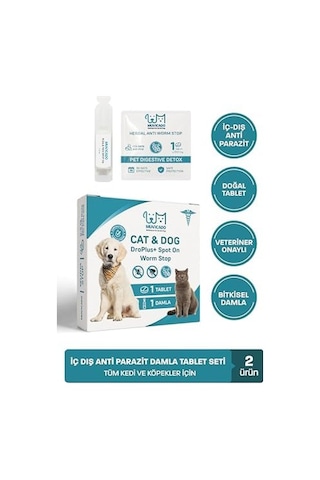 Kedi Köpek Worm Stop İç Dış Parazit Damla Tablet Seti