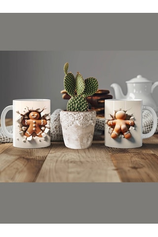 Deepcraft Eğlenceli Kurabiye Kupa Yılbaşı,sevgililer Günü, Hediyelik Kupa 300ml Beyaz
