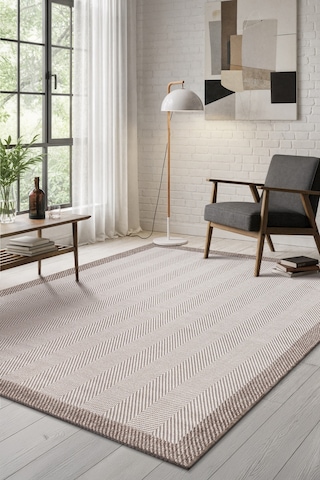Elit Premium Sisal Jut Halı 1405 Hav Ve Toz Yapmaz Bordürlü Halı Krem-bej Krem - Bej