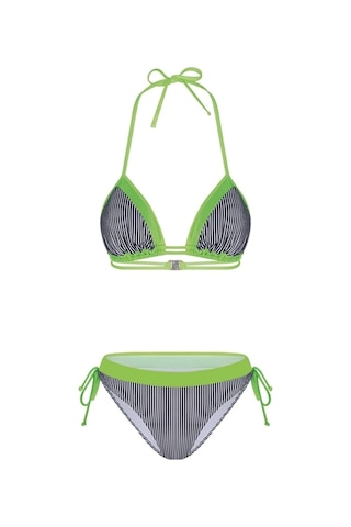 Bonesta Lanao Üçgen Neon Yeşil Çizgili Bikini Takımı