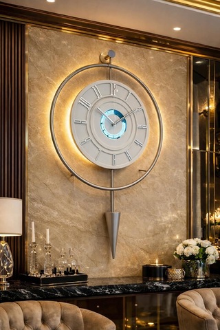 Metaquartz Aksesuar Gümüş Masippi 12-24 H E X C L U S I V E - Siyah Metal Duvar Saati Gri 50 X 90 Çok Renkli