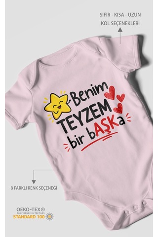 Morivokids Benim Teyzem Bir Başka Kısa Kollu Bebek Body %100 Pamuk Bebe Pembe
